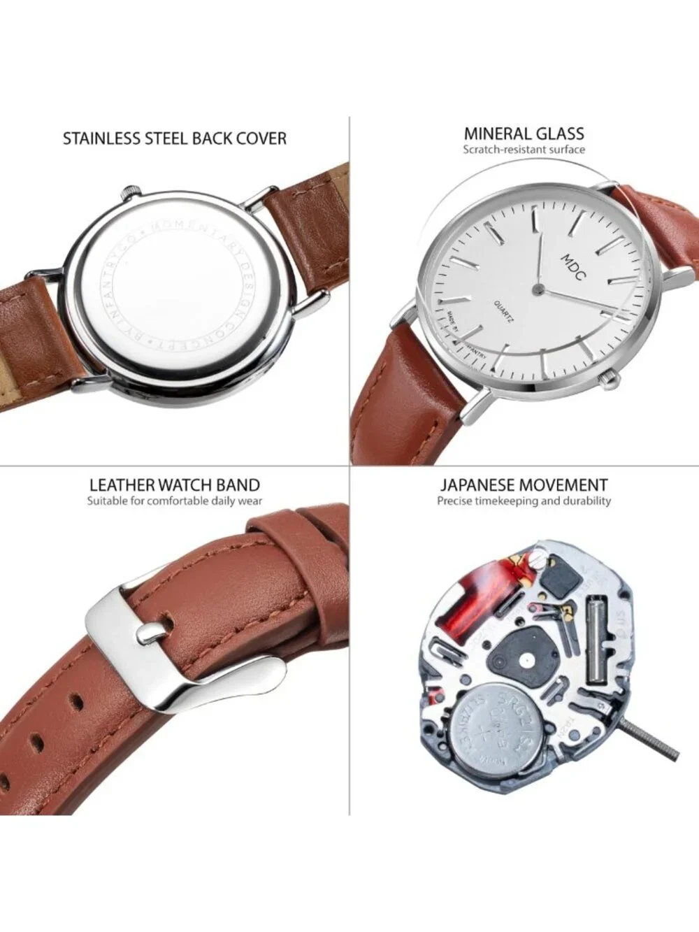 Minimalist Men's Dress Watch - Ultra Thin Design, Stylish Leather Band